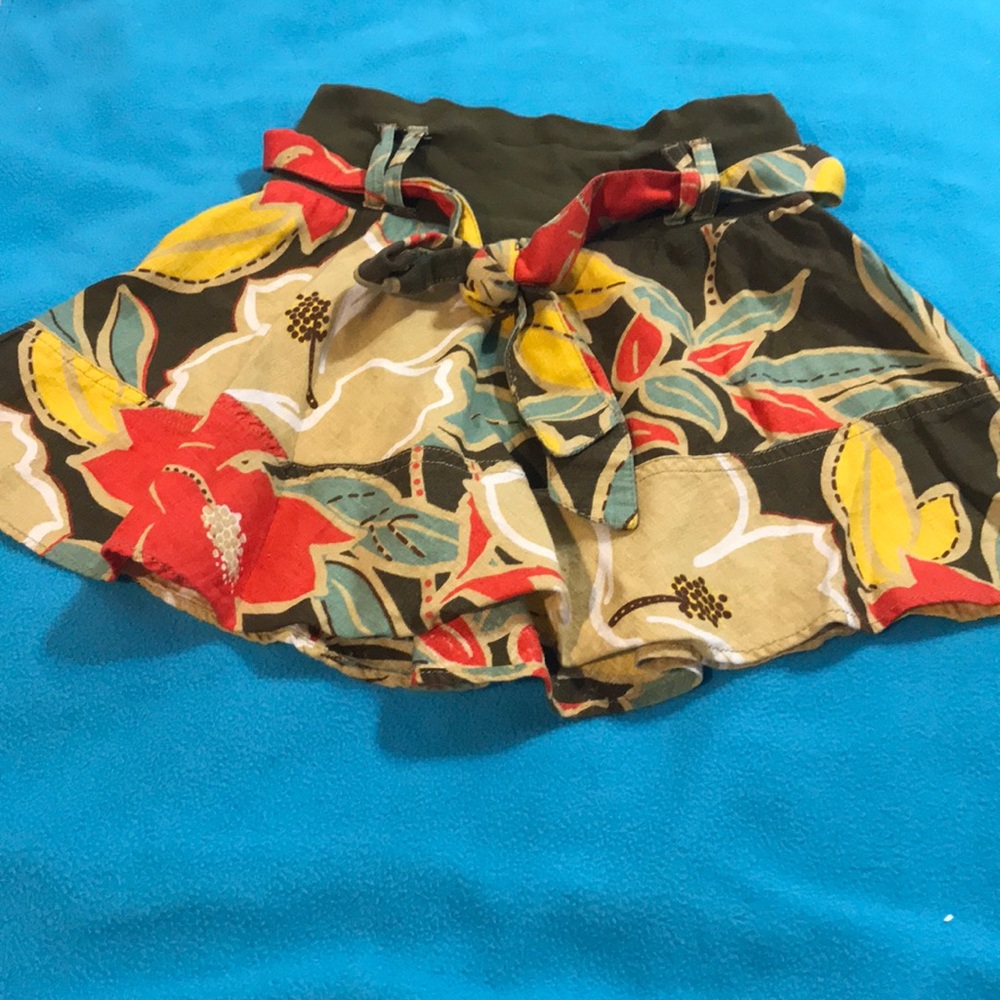 Floral linen skirt